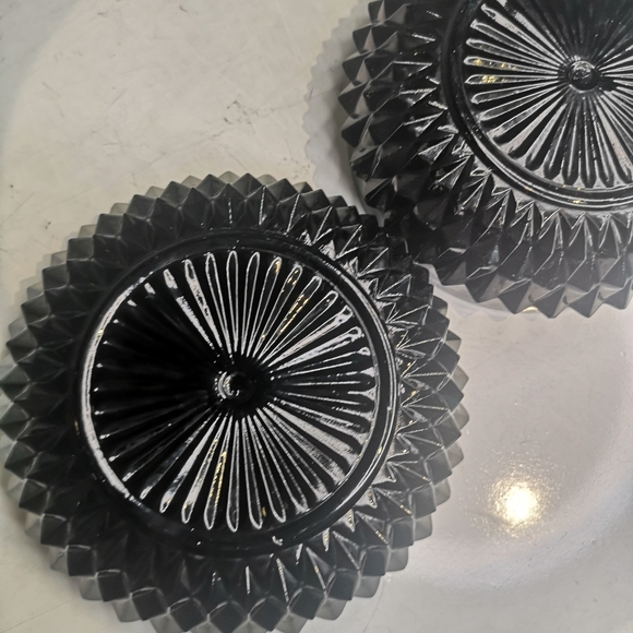 Vintage Indiana Tiara Black Pressed Glass Diamond Point 5" Bowls "RARE" - Picture 7 of 11